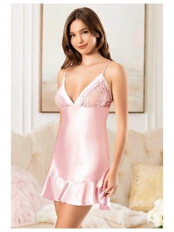 Fırfırlı Leopar Desenli Saten Gecelik Miss Laris 2112