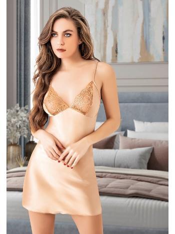 Saten Dantelli İnce Askılı Kadın Gecelik Miss Laris 2066