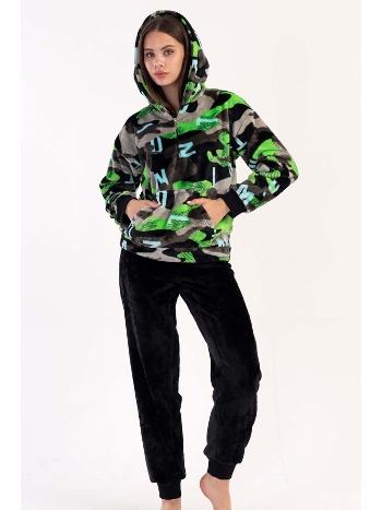 Kapüşonlu Uzun Kollu Kadın Pijama Takımı Somon Vienetta 304078
