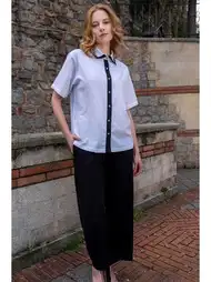 Geniş Kesim Cepli Kısa Kollu Kadın Pijama Takımı Vienetta 412013