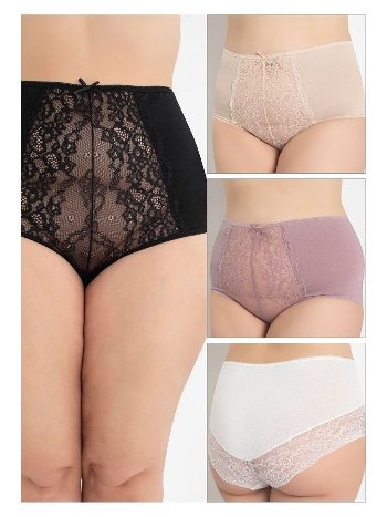 Dantelli Yüksek Bel Külot  Mor Confeo 804