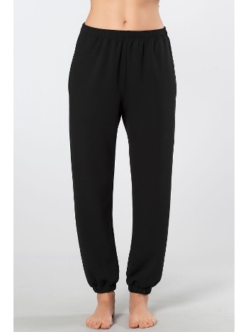 Siyah Lastikli Kadın Jogger Pantolon Viskon Polyester Türen 3614