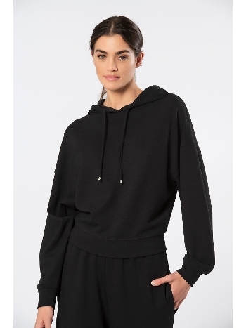 Viskon, Polyester, Elastan Siyah Kapüşonlu Eşofman Takımı Türen 3608