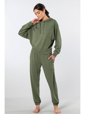Kapüşonlu Cepli Kadın Jogger Eşofman Takımı Viskon Polyester Türen 3609