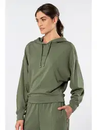 Viskon, Polyester, Elastan Uzun Kollu Kapüşonlu Sweatshirt Türen 3612
