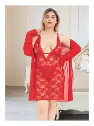 Kırmızı Tül ve Dantel Detaylı Body Gecelik Nathalie 4005