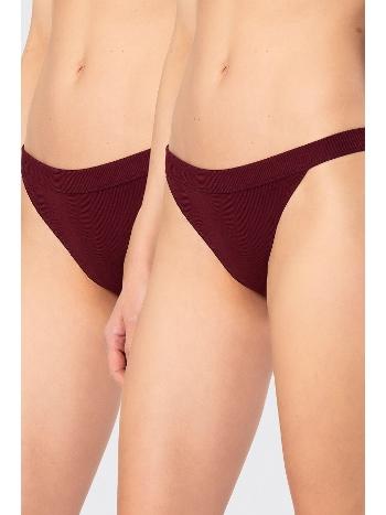 Bordo Likralı Yüksek Bel Kadın Külot 2li Paket Türen 931