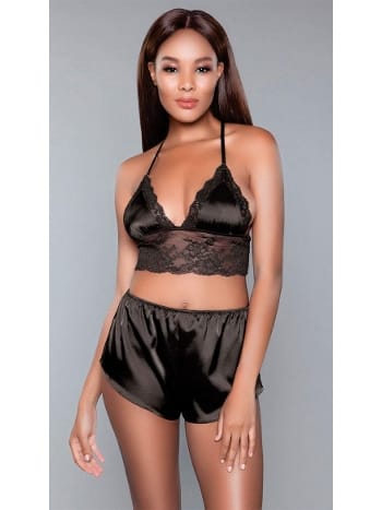 Saten Dantelli Bralet Sütyen Şort Takımı Loomerie 571