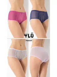 Tüllü Yüksek Bel Bato Külot 4 Lü Paket Confeo 804