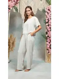 Viskon Taş Rengi Kadın Pijama Takımı Doreanse 25Y4071