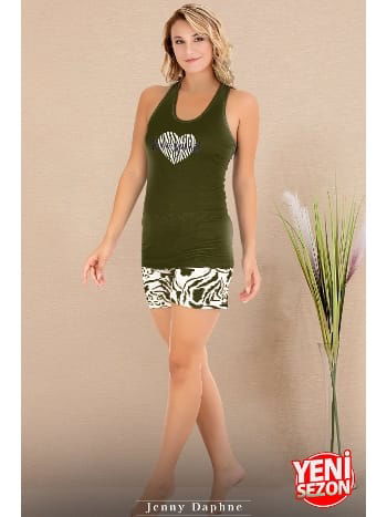 Kalpli Viskon Sıfır Kollu Şortlu Pijama Takımı Lady 7726 - 2