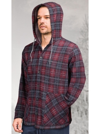 Kapüşonlu Uzun Kollu Cepli Erkek Gömlek Pamuklu Doreanse 4616