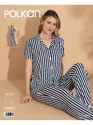 Viskon Kısa Kollu Pijama Takım Polkan 19021