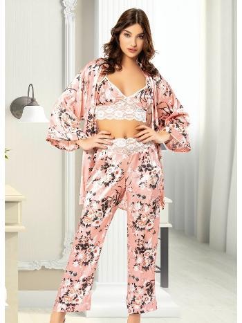 Kısa Kollu Dantelli Sabahlık Pijama Takım Miss Laris 5023