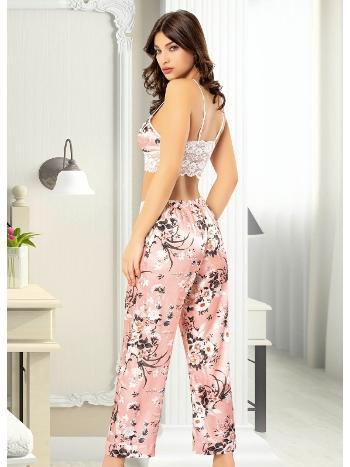 Kısa Kollu Dantelli Sabahlık Pijama Takım Miss Laris 5023 - 2