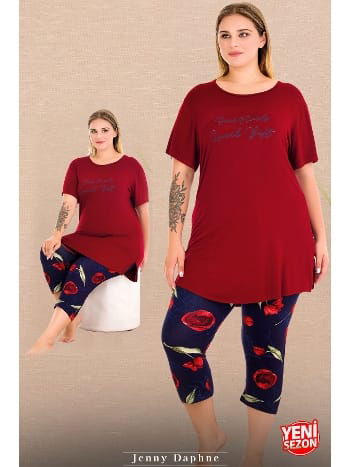 Desenli Kısa Kollu Kapri Pijama Takımı Lady 10720
