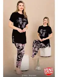 Çiçekli Desenli Kısa Kollu Pijama Takımı Lady 12483