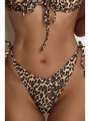 Leopar Desenli Belden Ayarlı Bağlamalı Bikini Altı Angelsin MS 43768