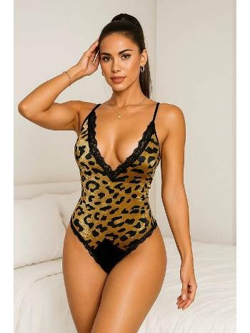 Leopar Desenli Dantel Tek Parça Body Venlisa 2901