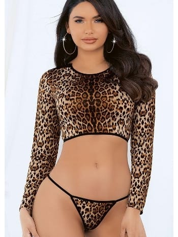 Leopar Desenli Dantel Tanga Büstiyer Takım Loomerie 331