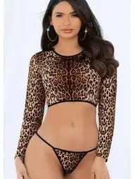 Leopar Desenli Dantel Tanga Büstiyer Takım Loomerie 331