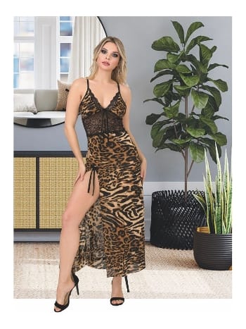 Fuşya Dantelli İnce Askılı Uzun Kadın Gecelik İzabel 2021 - 2