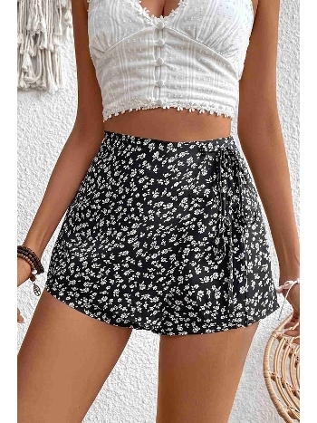 Baskılı Şık Şort Etek Çok Renkli Merry See MS4426 Çok Renkli