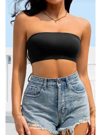 Dikişsiz Balensiz Çıkarılır Pedli Lazer Kesim Kaydırmaz Şeffaf Silikonlu Straplez Sütyen Merry See AN2003 Siyah