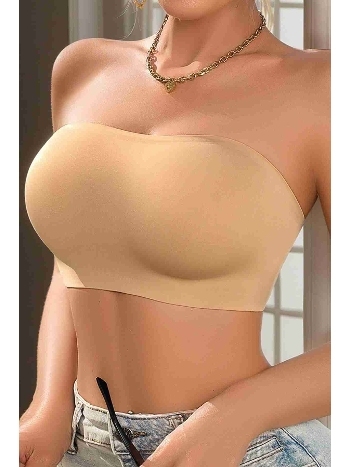 Dikişsiz Balensiz Çıkarılır Pedli Lazer Kesim Kaydırmaz Şeffaf Silikonlu Straplez Sütyen Merry See AN2003 TEN