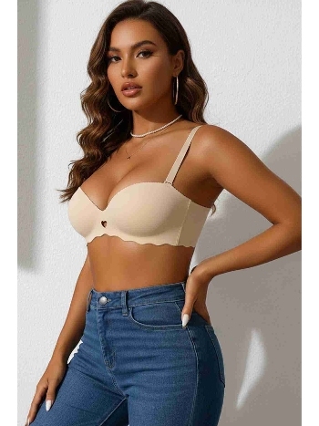 Dikişsiz Balensiz Hafif Destekli Kalpli Lazer Kesim Görünmez Sütyen Merry See MSB9975 TEN