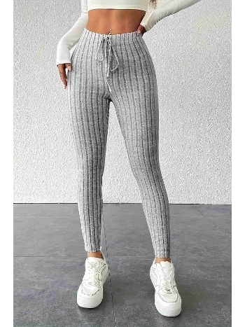 Yüksek Bel Özel Kumaş Tayt Gri Merry See MS4001 Gri