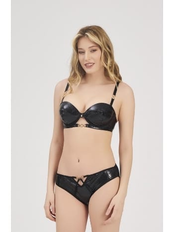 Deri Dantel İşlemeli Balenli Kadın Sütyen Takım Moonlight 333