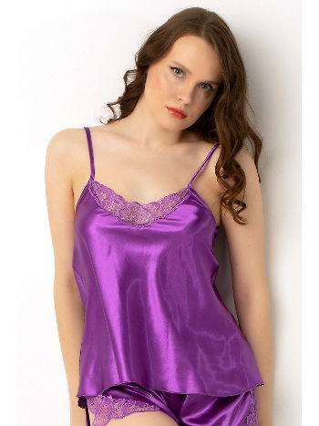 Güpürlü İnce Askılı Saten Atlet Miorre 001-001125