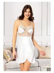 Asimetrik Kesim Göğüs Dekolteli Saten Gecelik Miss Laris 2060