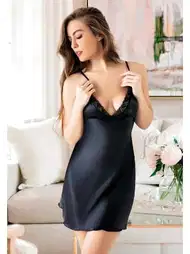 Ayar Askılı Dantelli Kadın Saten Gecelik Miss Laris 2064