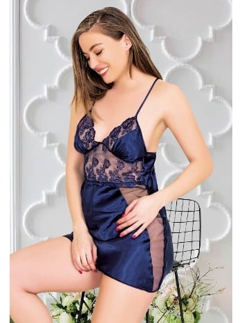 Saten Kumaş Çapraz Askılı Kadın Gecelik Miss Laris 2092