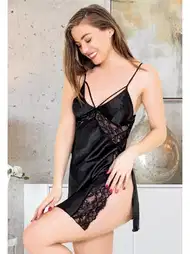 Şeffaf Saten Askılı Gecelik Miss Laris 2094