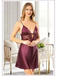 Ayar Askılı Saten Kadın Gecelik Yeşil Miss Laris 2107