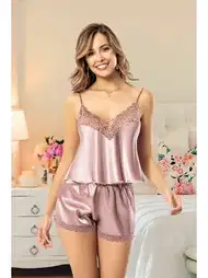 Dantel Detaylı Saten Şortlu Takım Miss Laris 3036