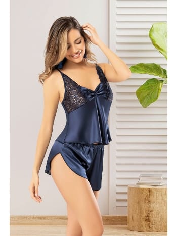 Dantelli Saten Şortlu Pijama Takımı Miss Laris 3037