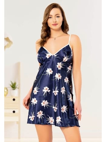 Çiçek Desenli Saten Gecelik Kadın Miss Laris 4013