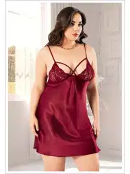 Dekolteli Saten Body Bordo Miss Laris 4037