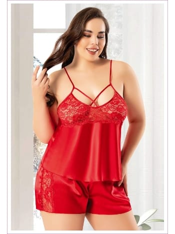 Saten Dantel Detaylı Şortlu Takım Miss Laris 4227