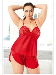 Büyük Beden Saten Şortlu Takım Miss Laris 4232