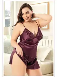 Büyük Beden Saten Şortlu Pijama Takımı Miss Laris 4237