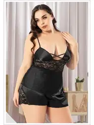 Somon Renkli Saten Şortlu Takım Büyük Beden Miss Laris 4248