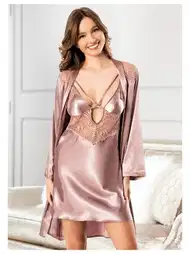 Göğüs Dekolteli Dantelli Saten Gecelik Kadın Gecelik Miss Laris 5071