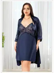 Dantelli Saten Gecelik Takım Büyük Beden Miss Laris 6009