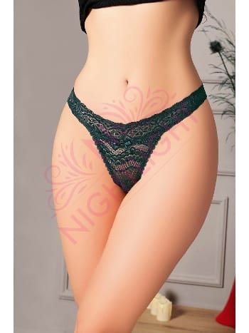 Yeşil Dantelli Fantazi Kadın String Külot NightLight 9162-4