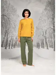 Önden Düğmeli Lila Yuvarlak Yaka Kadın Pijama Takımı Doreanse 26K4091